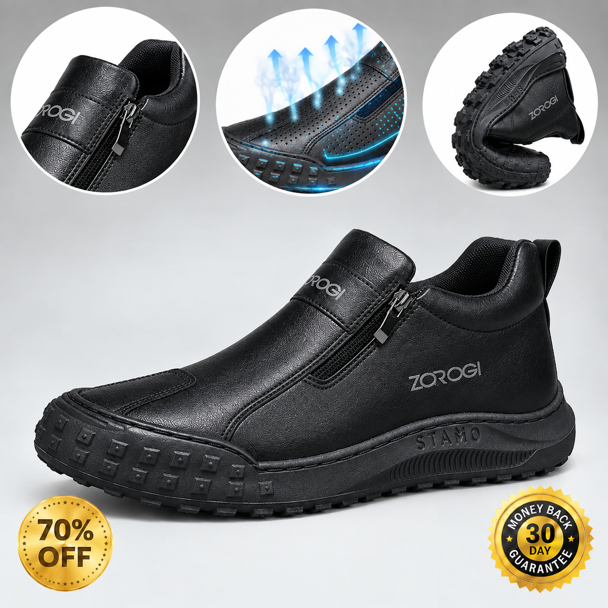 🎁 Oferta especial: 50% de descuento 🎁 Zapatos ortopédicos de cuero para hombre — Cosidos a mano 👟 Impermeables y antideslizantes ✅ Soporte para el arco del pie — Cómodos para caminar