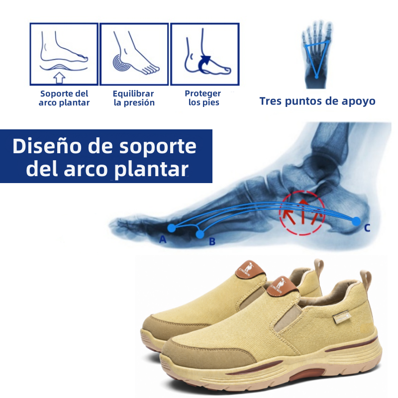 🔥 Zapatos ortopédicos con diseño ergonómico ⏰ Zapatos de lona ligeros y transpirables 👞 Proporcionan sujeción al arco del pie para caminar sin dolor