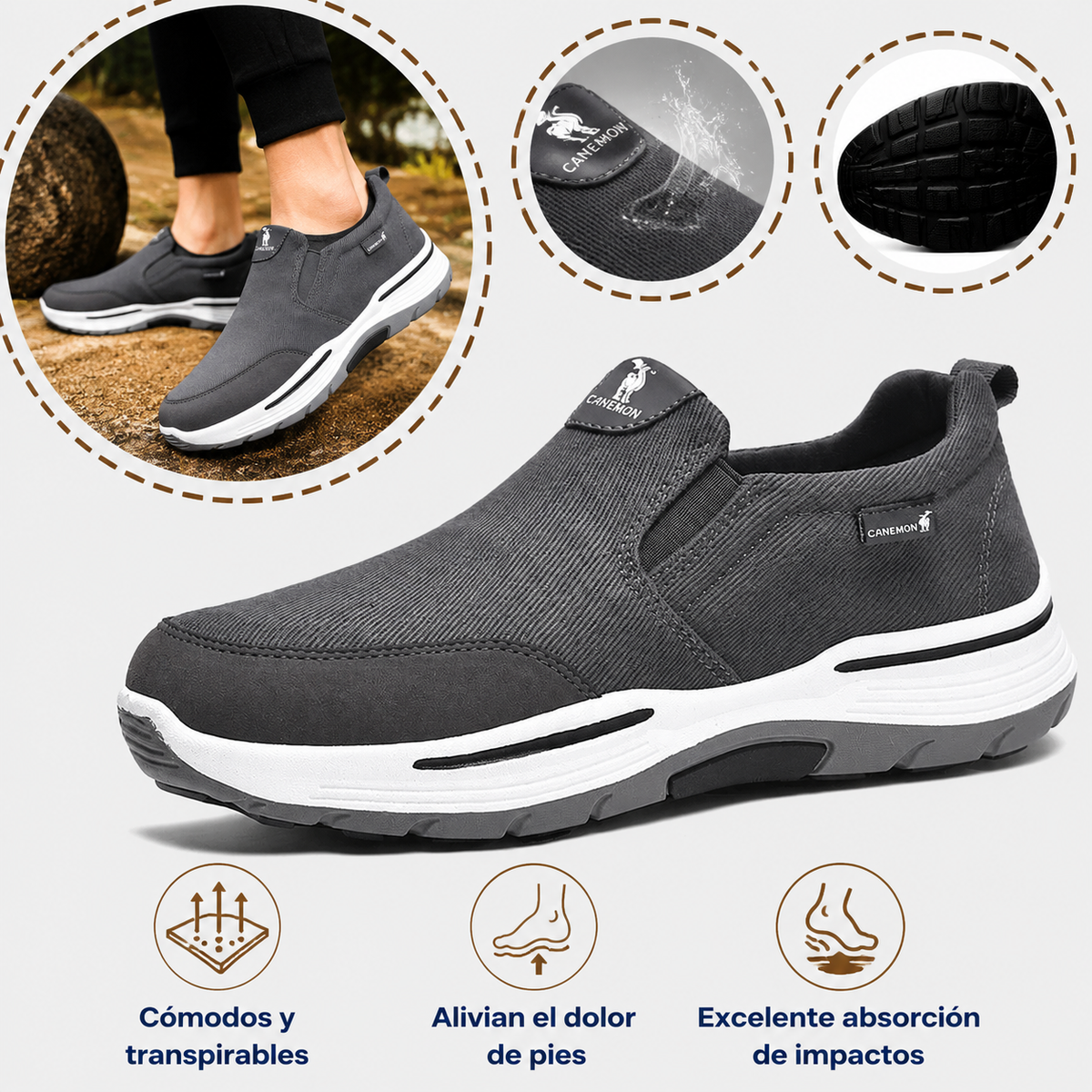 🔥 Zapatos ortopédicos con diseño ergonómico ⏰ Zapatos de lona ligeros y transpirables 👞 Proporcionan sujeción al arco del pie para caminar sin dolor