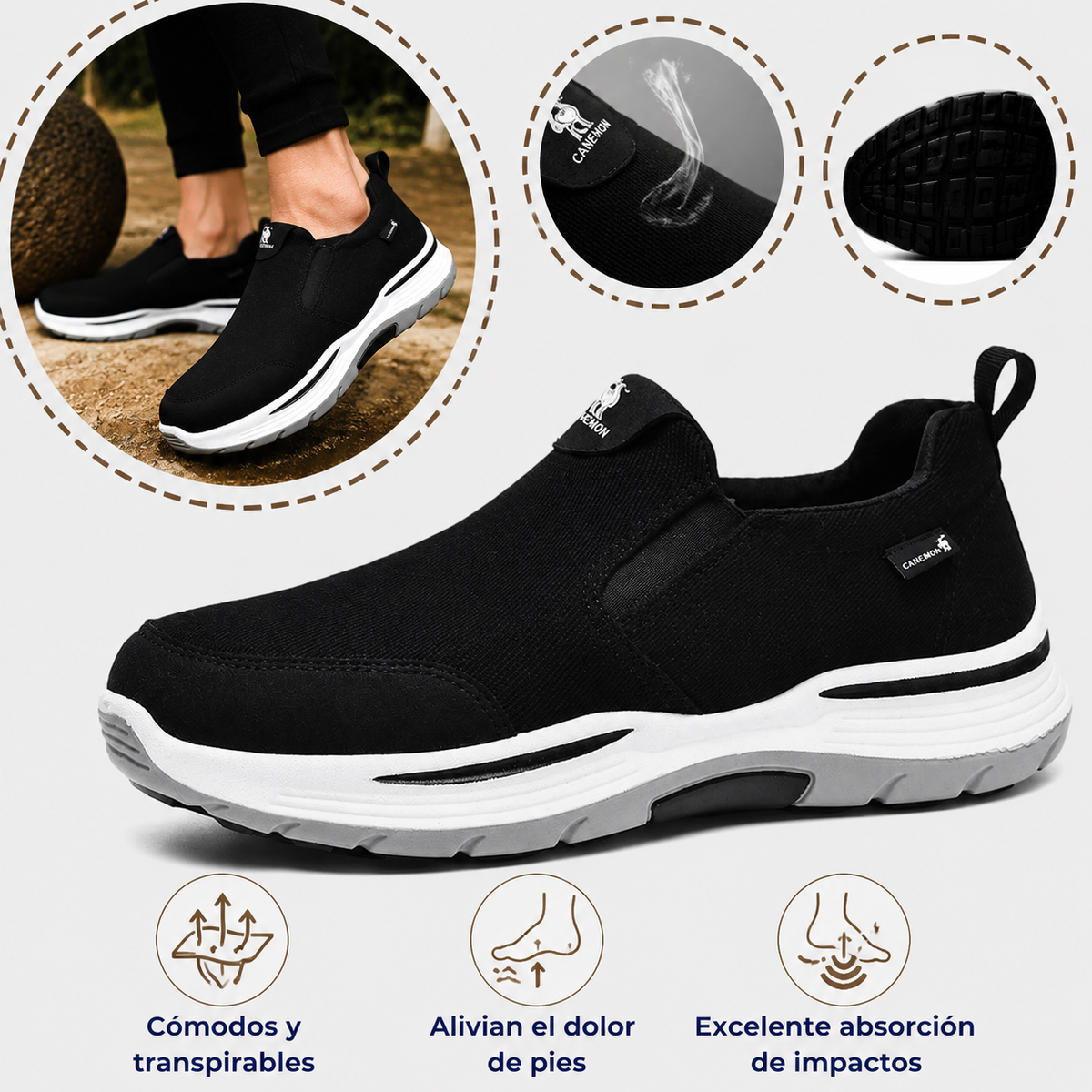 🔥 Zapatos ortopédicos con diseño ergonómico ⏰ Zapatos de lona ligeros y transpirables 👞 Proporcionan sujeción al arco del pie para caminar sin dolor