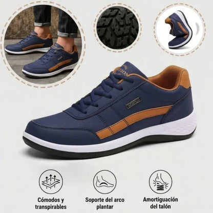 🎁 Oferta especial: 50% de descuento 🎁 Zapatos ortopédicos de cuero auténtico para hombre — Cosidos a mano 👟 Impermeables y antideslizantes ✅ Soporte para el arco — Caminar con comodidad