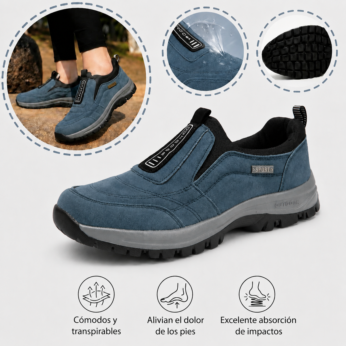 🔷 50 % de descuento hoy ⬛⏰ Ante mate de primera calidad; marca australiana de lujo; suaves y cómodos; fáciles de poner y quitar en segundos 🦶 Calzado ortopédico ergonómico para caminar – Unisex