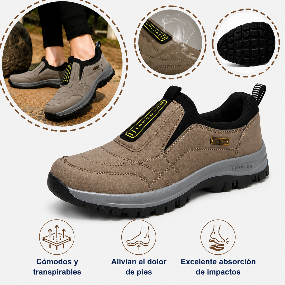 🔷 50 % de descuento hoy ⬛⏰ Ante mate de primera calidad; marca australiana de lujo; suaves y cómodos; fáciles de poner y quitar en segundos 🦶 Calzado ortopédico ergonómico para caminar – Unisex