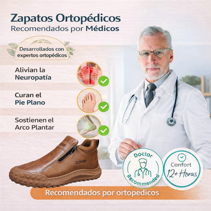 🎁 Oferta especial: 50% de descuento 🎁 Zapatos ortopédicos de cuero para hombre — Cosidos a mano 👟 Impermeables y antideslizantes ✅ Soporte para el arco del pie — Cómodos para caminar