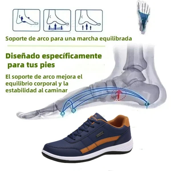 🎁 Oferta especial: 50% de descuento 🎁 Zapatos ortopédicos de cuero auténtico para hombre — Cosidos a mano 👟 Impermeables y antideslizantes ✅ Soporte para el arco — Caminar con comodidad